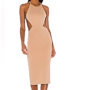 Super down Zayne Midi dress in nude, NWT